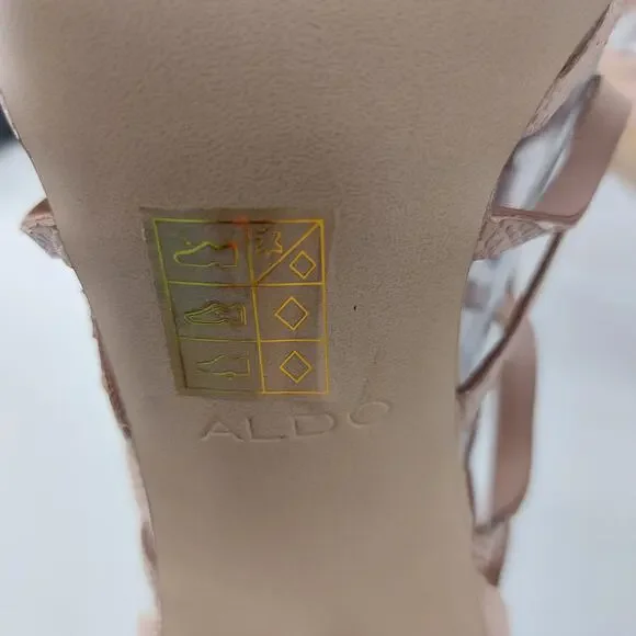 Aldo Astodia Rugby Tan women's Strappy Block Heels Sandals Size 8 B - Picture 13 of 16